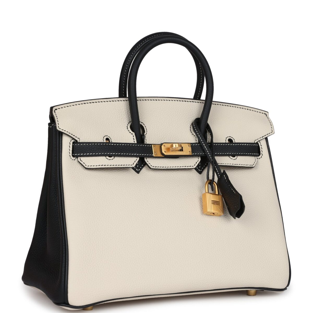 Hermès Special Order (HSS) Birkin 25 Craie and Black Togo Brushed Gold Hardware - Image 2