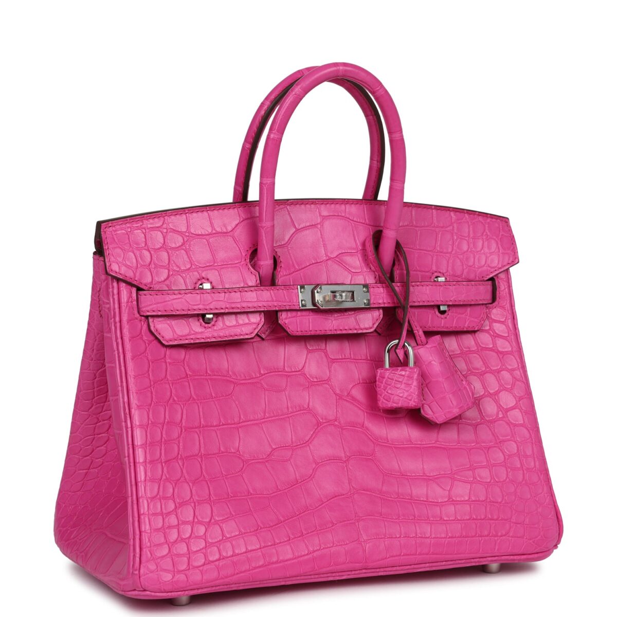 Hermès Birkin 25 Rose Shocking Matte Alligator Palladium Hardware - Image 2