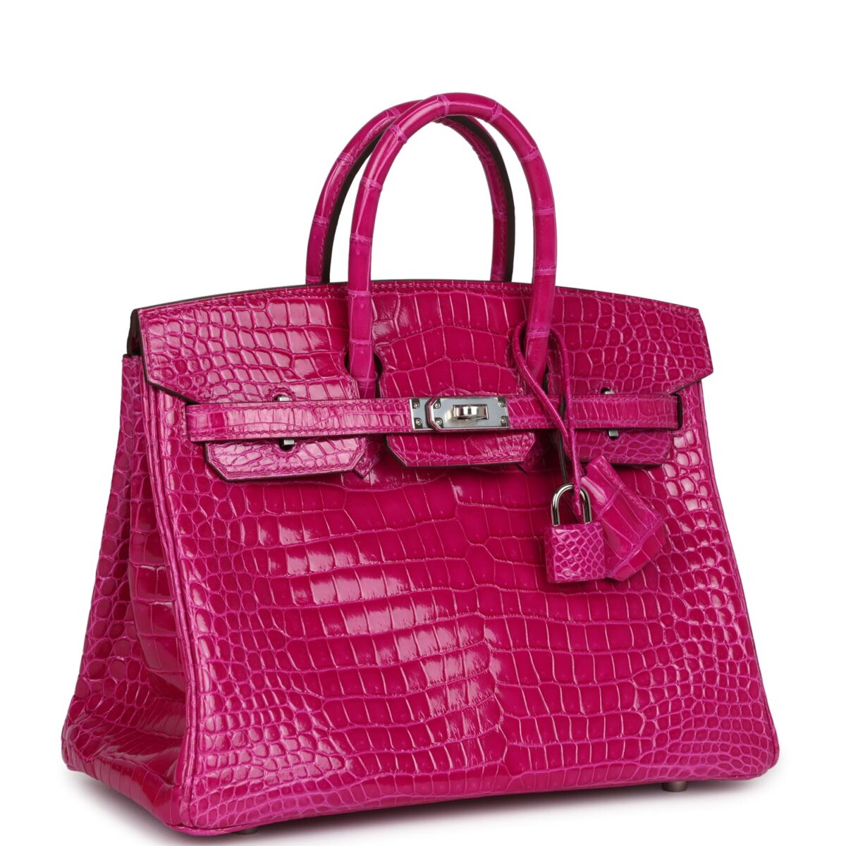 Hermès Birkin 25 Rose Sheherazade Shiny Porosus Crocodile Palladium Hardware - Image 2