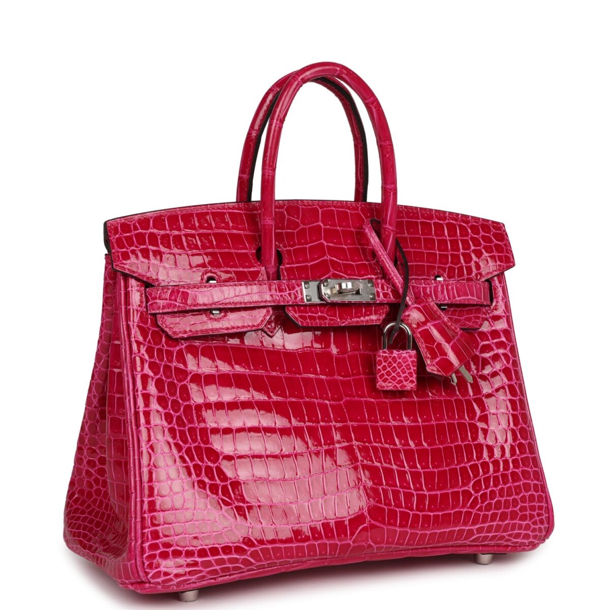 Hermès Birkin 25 Rose Mexico Shiny Porosus Crocodile Palladium Hardware - Image 2