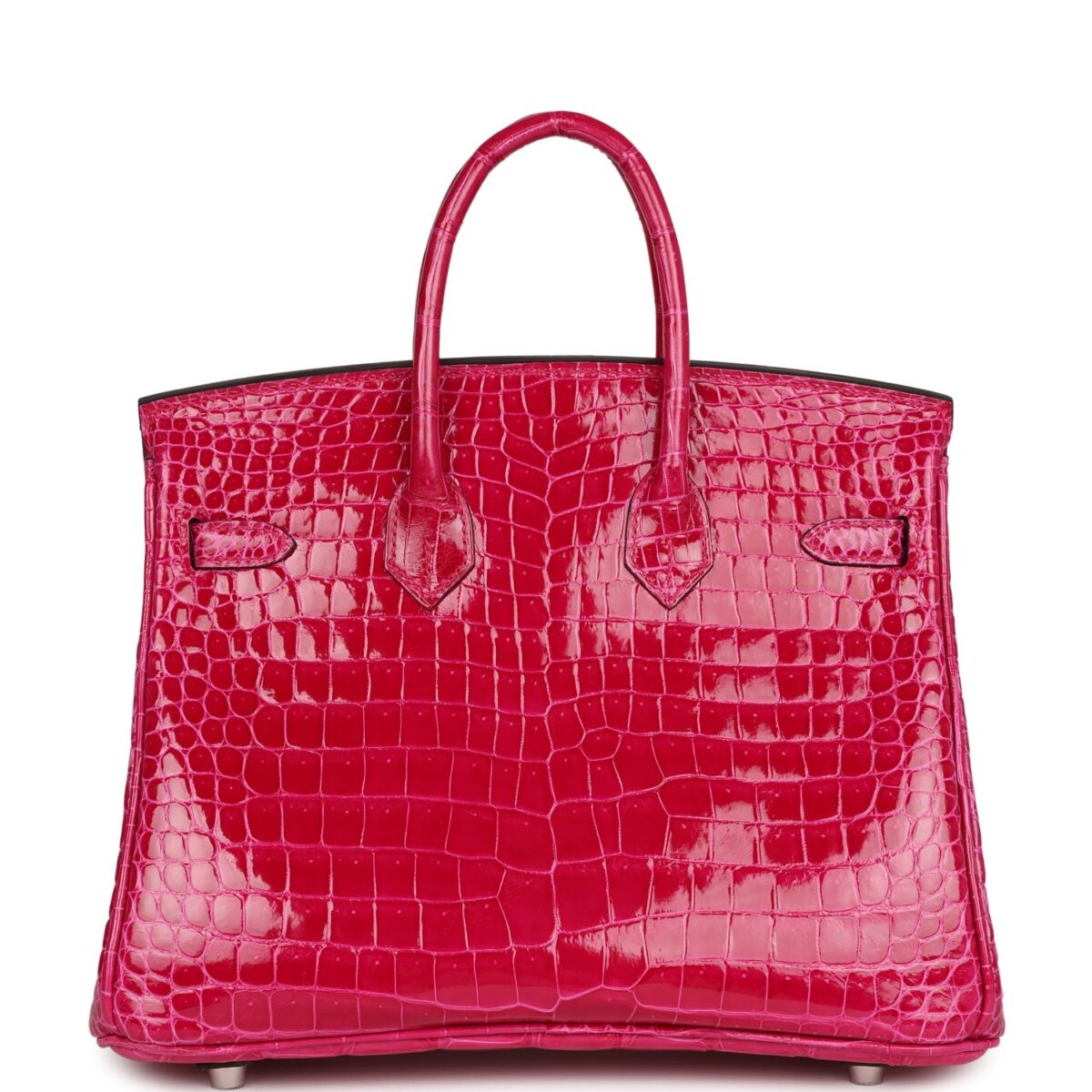 Hermès Birkin 25 Rose Mexico Shiny Porosus Crocodile Palladium Hardware - Image 4