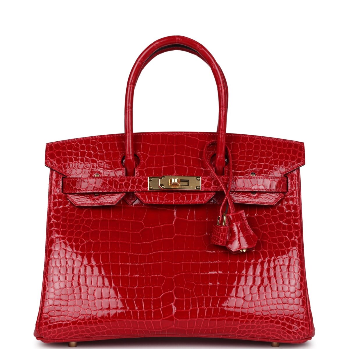 Hermès Birkin 30 Braise Shiny Porosus Crocodile Gold Hardware