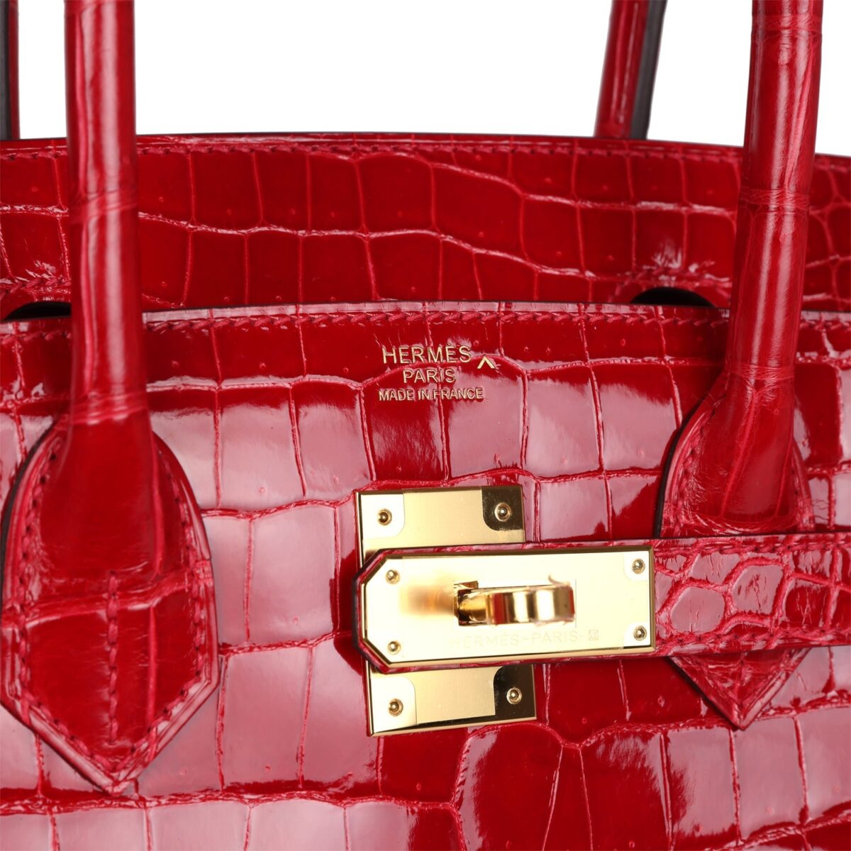 Hermès Birkin 30 Braise Shiny Porosus Crocodile Gold Hardware - Image 6