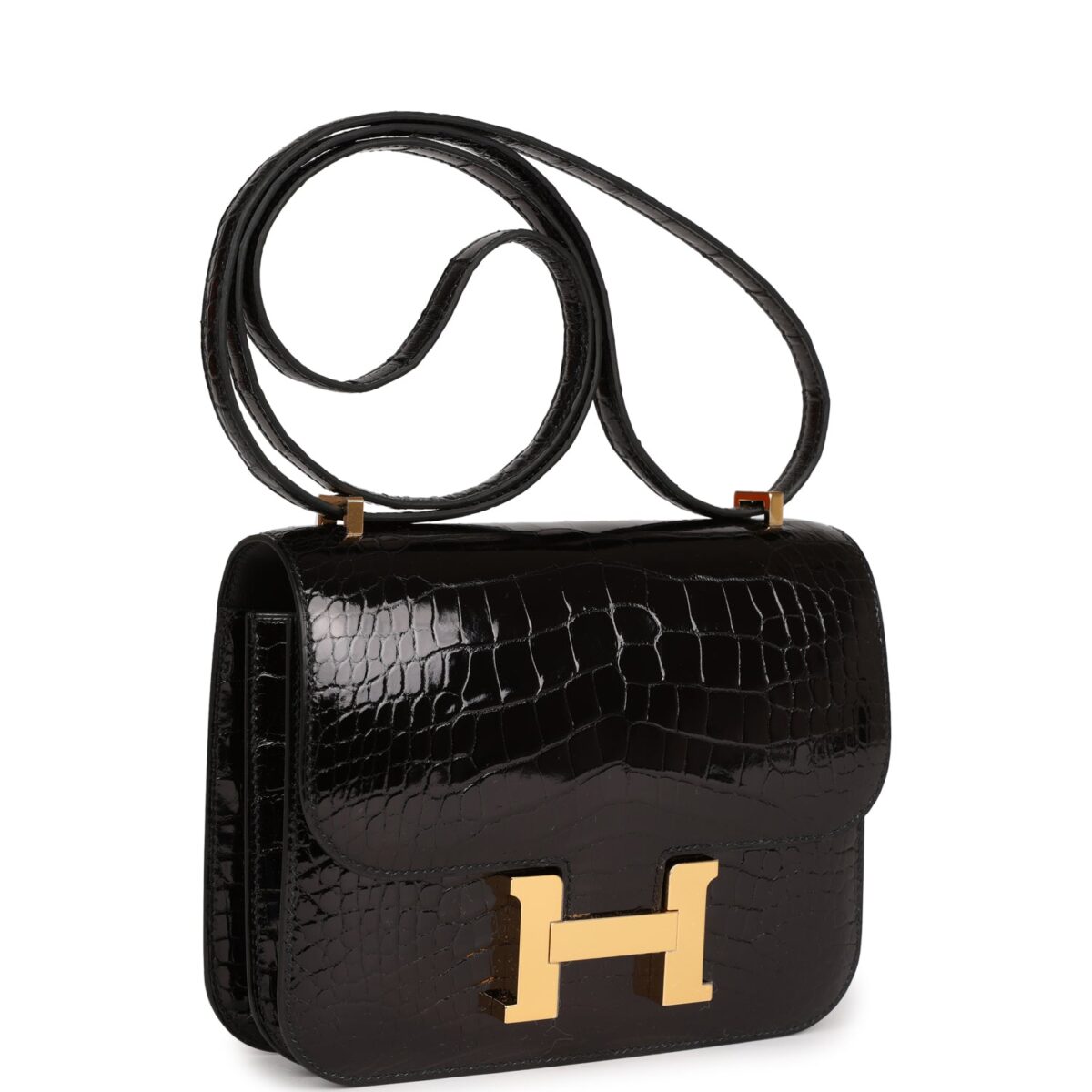 Hermès Constance 18 Black Shiny Alligator Gold Hardware - Image 2