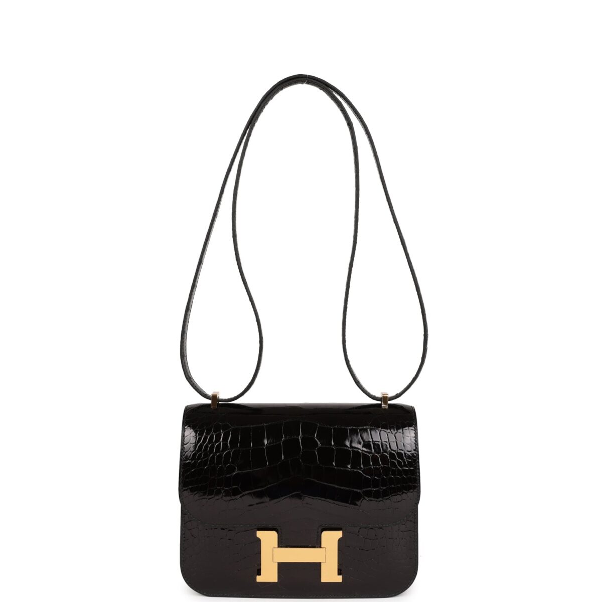 Hermès Constance 18 Black Shiny Alligator Gold Hardware - Image 6