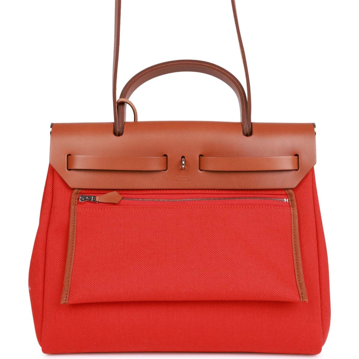 Hermès Herbag Zip PM 31 Capucine Toile H Berline Vache Fauve Hunter Naturel Palladium Hardware - Image 4