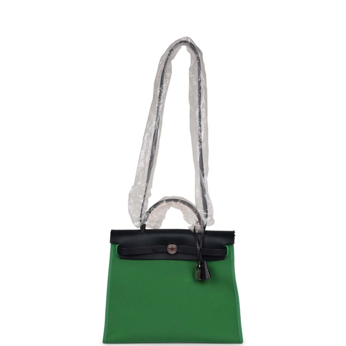 Hermès Herbag Zip PM 31 Bambou Toile H/Bleu Indigo Vache Hunter Palladium Hardware - Image 6