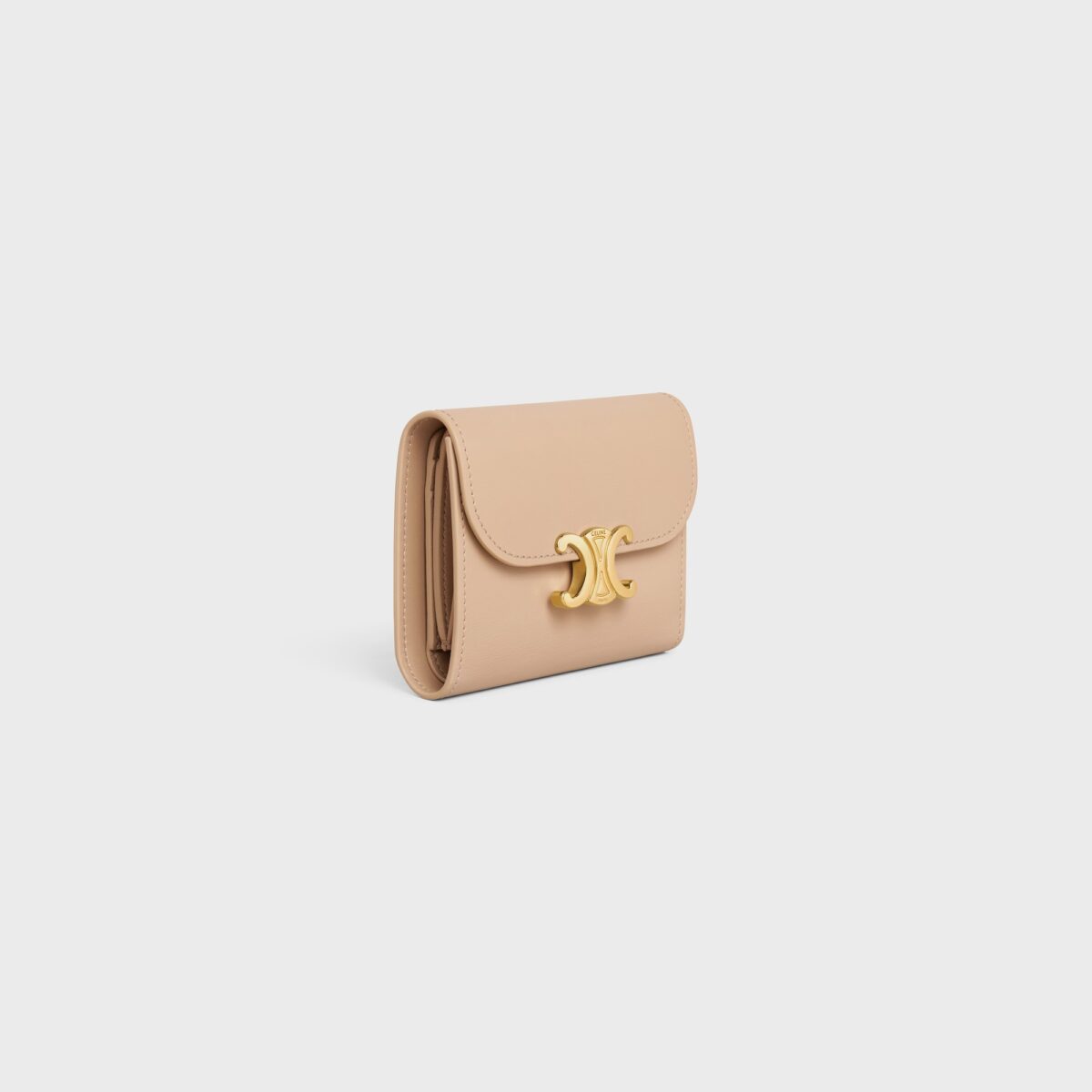 SMALL FLAP WALLER TRIOMPHE IN SHINY CALFSKIN OAT BEIGE - Image 2