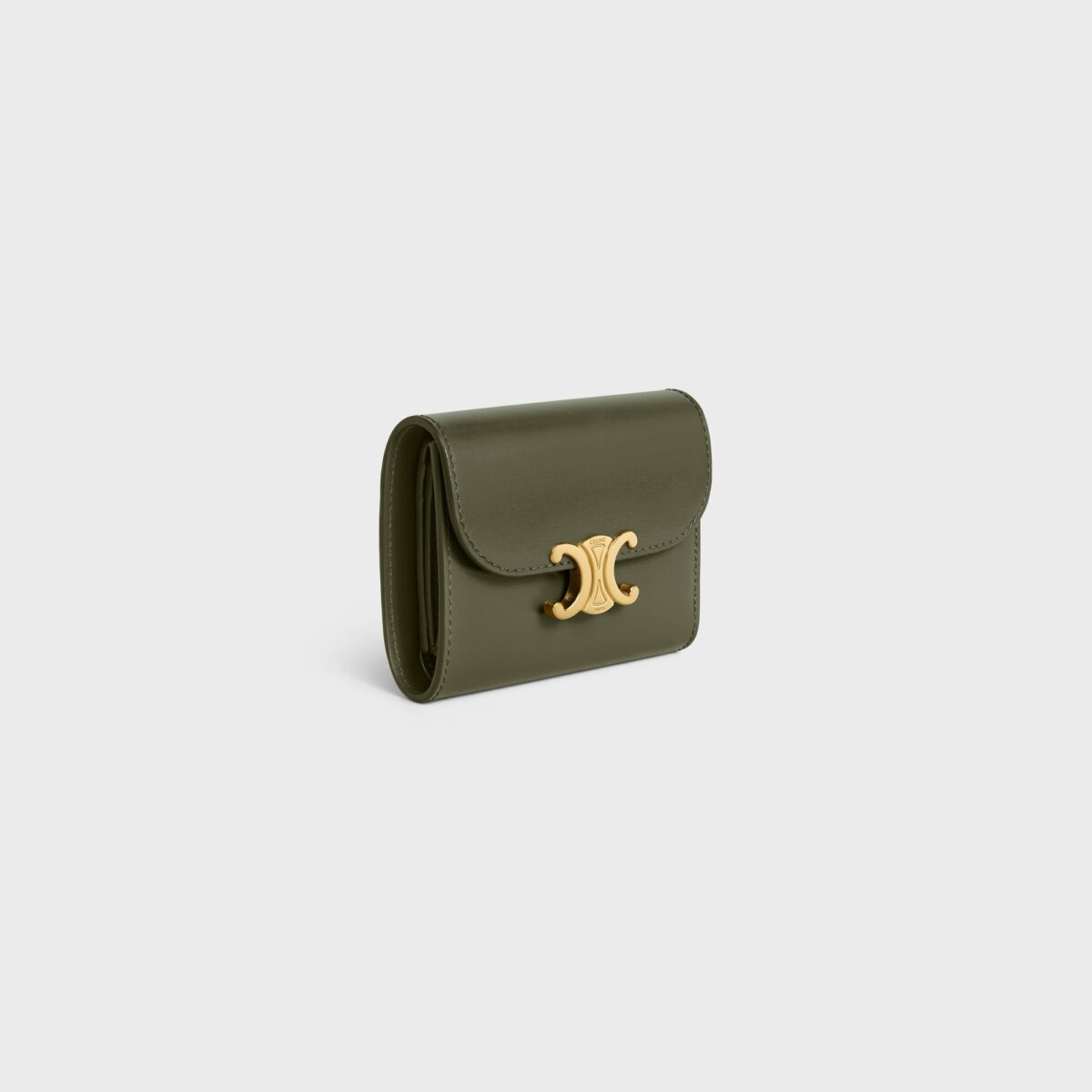 SMALL FLAP WALLER TRIOMPHE IN SHINY CALFSKIN DARK OLIVE - Image 2