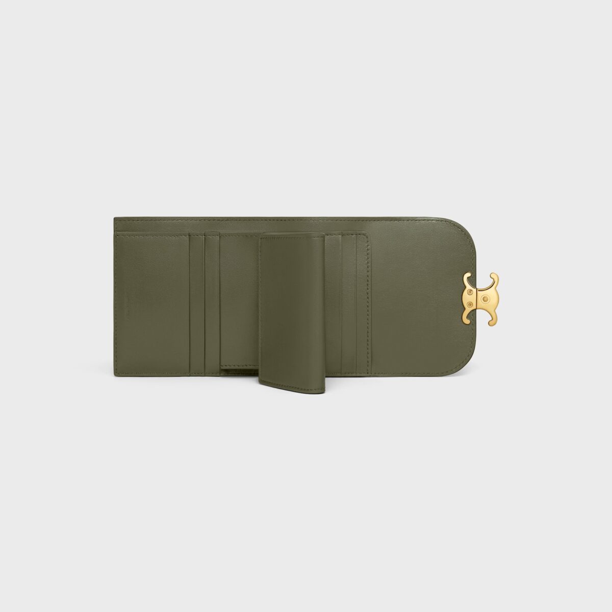 SMALL FLAP WALLER TRIOMPHE IN SHINY CALFSKIN DARK OLIVE - Image 4