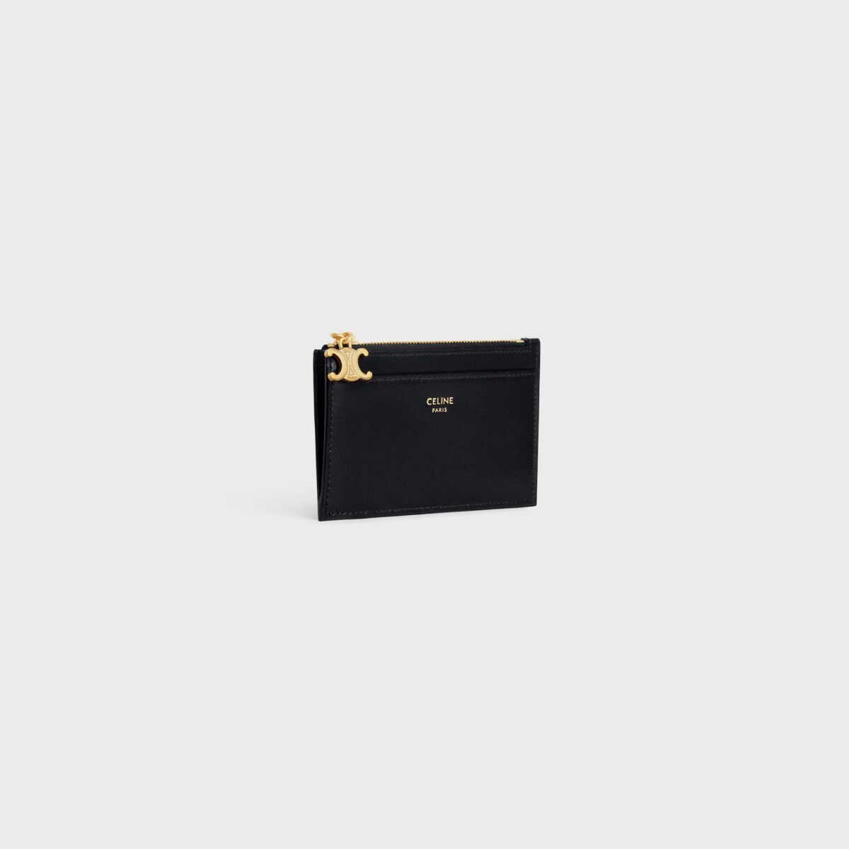 ZIPPED CARD HOLDER TRIOMPHE CHARMS IN SHINY CALFSKIN BLACK - Image 2