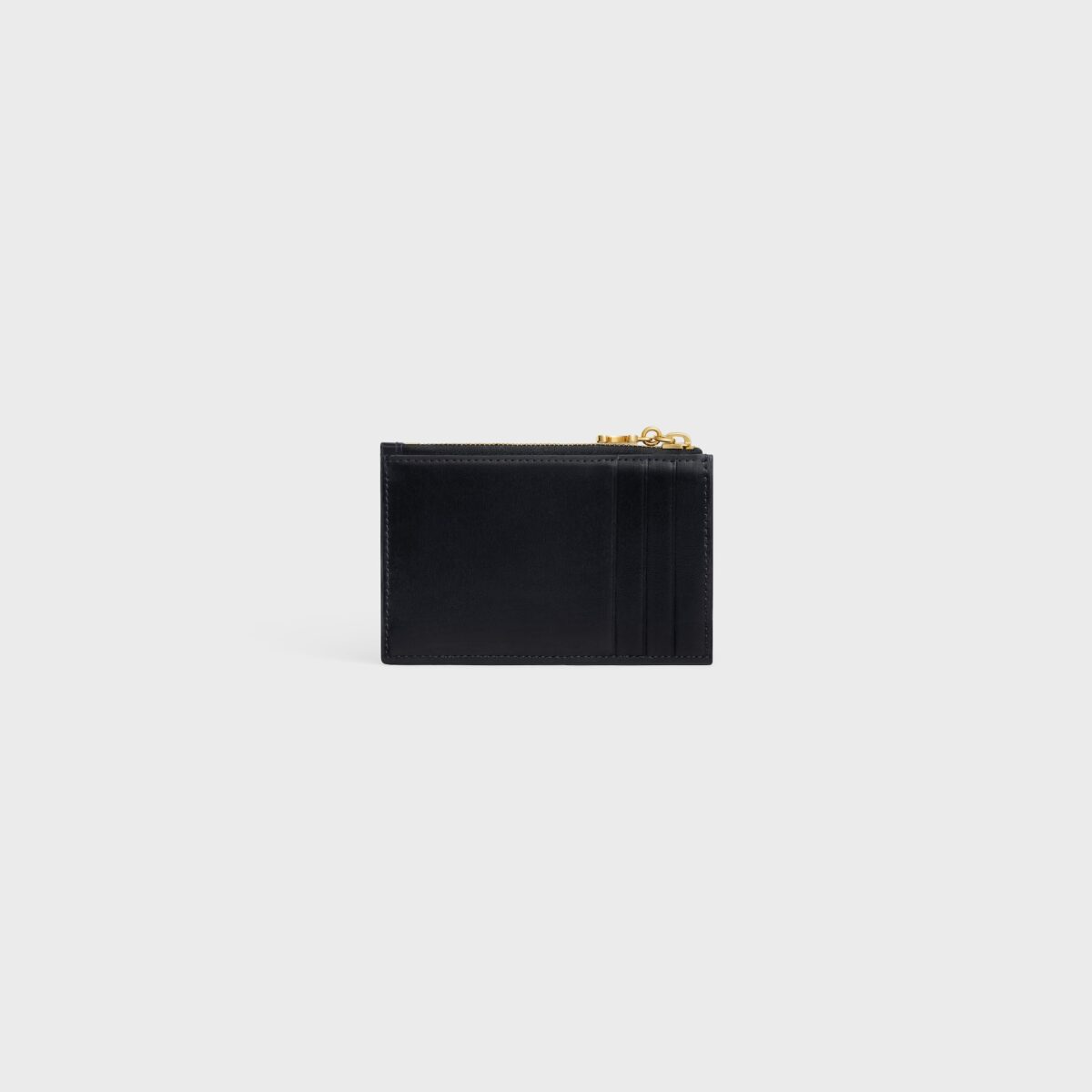 ZIPPED CARD HOLDER TRIOMPHE CHARMS IN SHINY CALFSKIN BLACK - Image 3