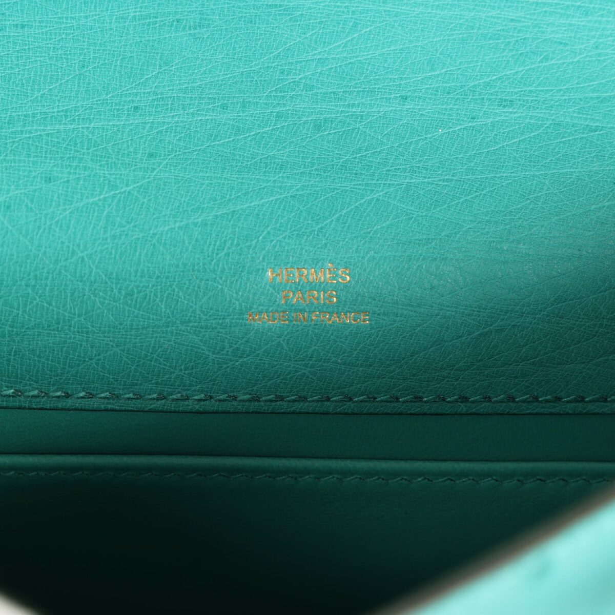 Hermès Kelly Pochette Vert Verone Ostrich Gold Hardware - Image 7