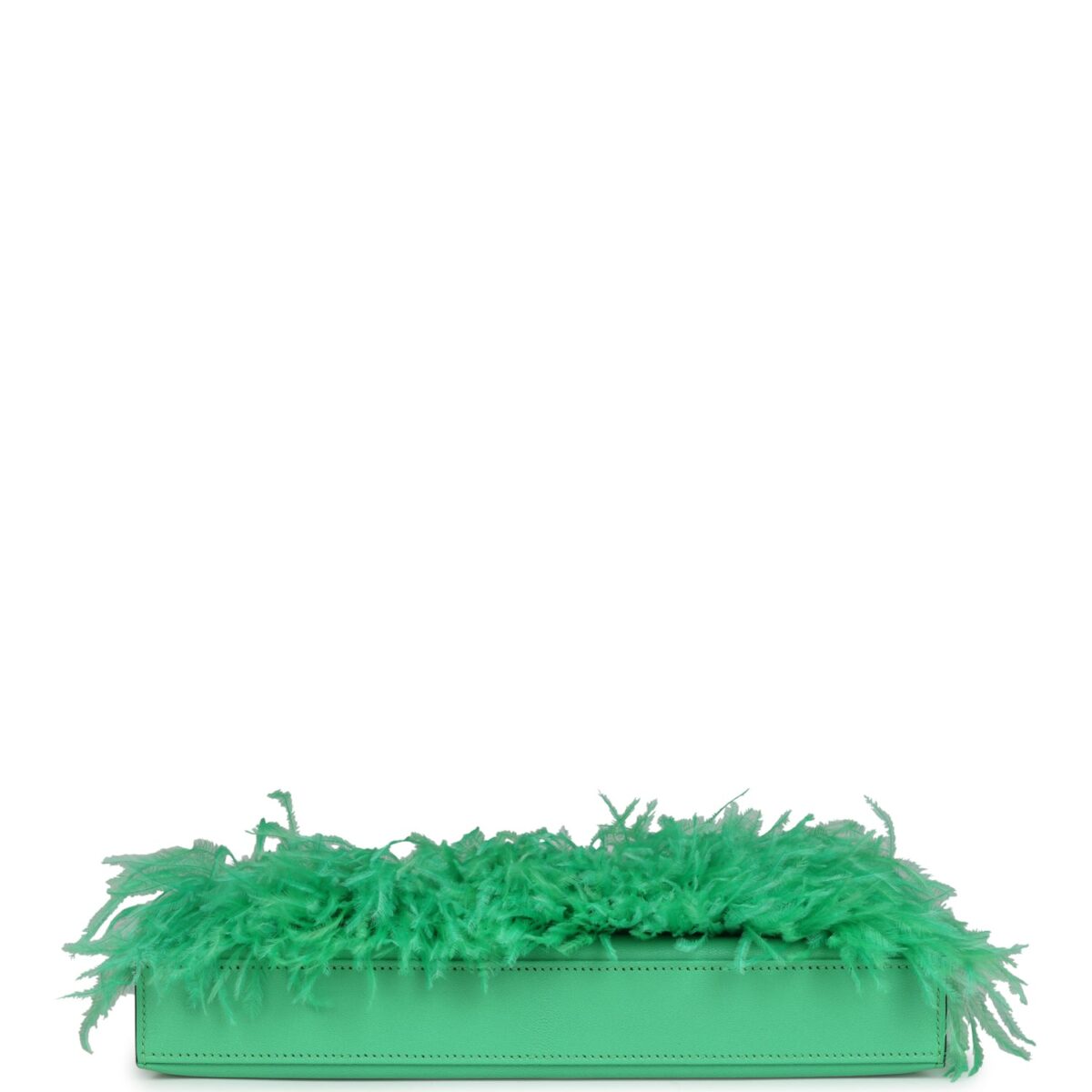 Hermès Kelly Elan Foile Vert Comics Chevre and Ostrich Feather Palladium Hardware - Image 6