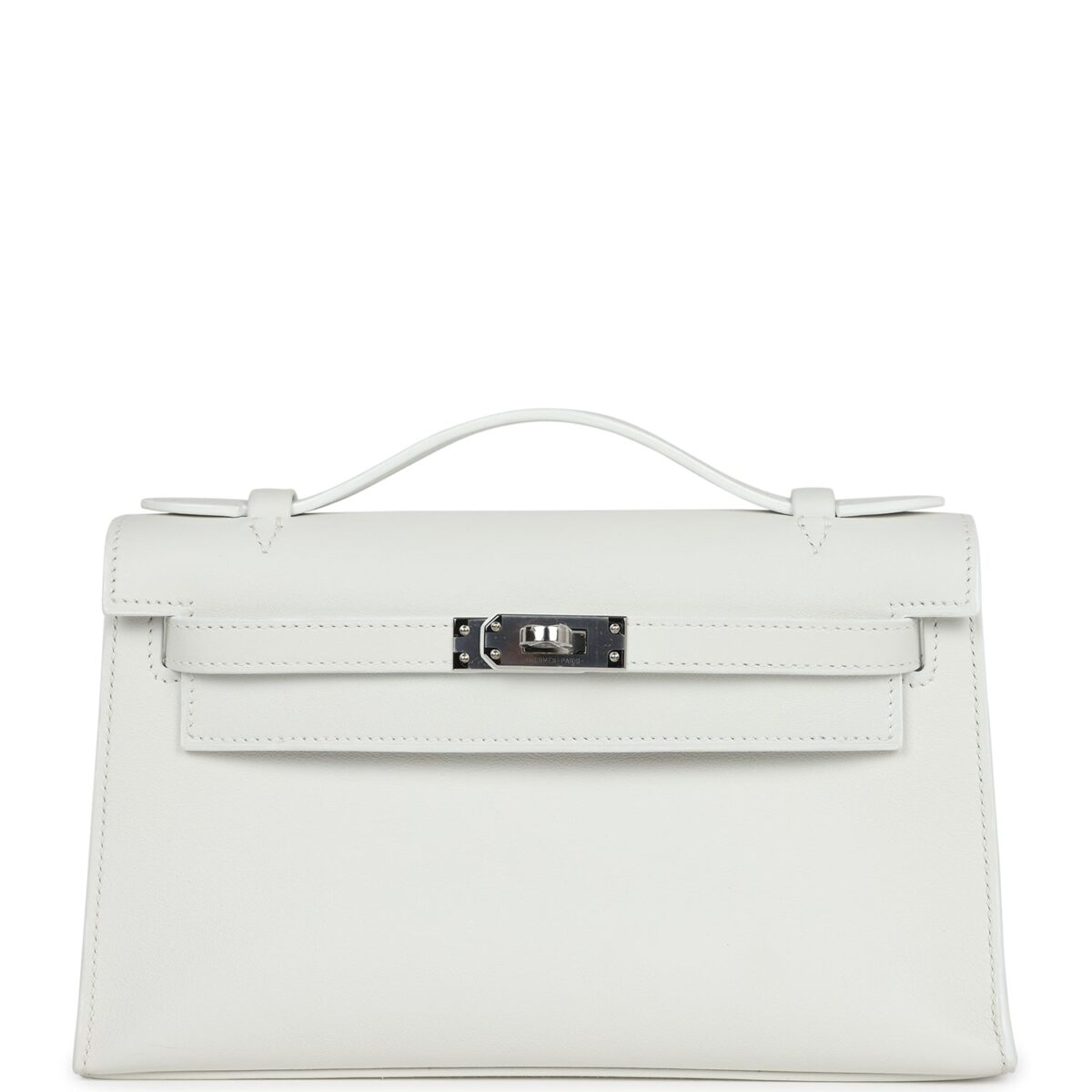 Hermès Kelly Pochette White Swift Palladium Hardware