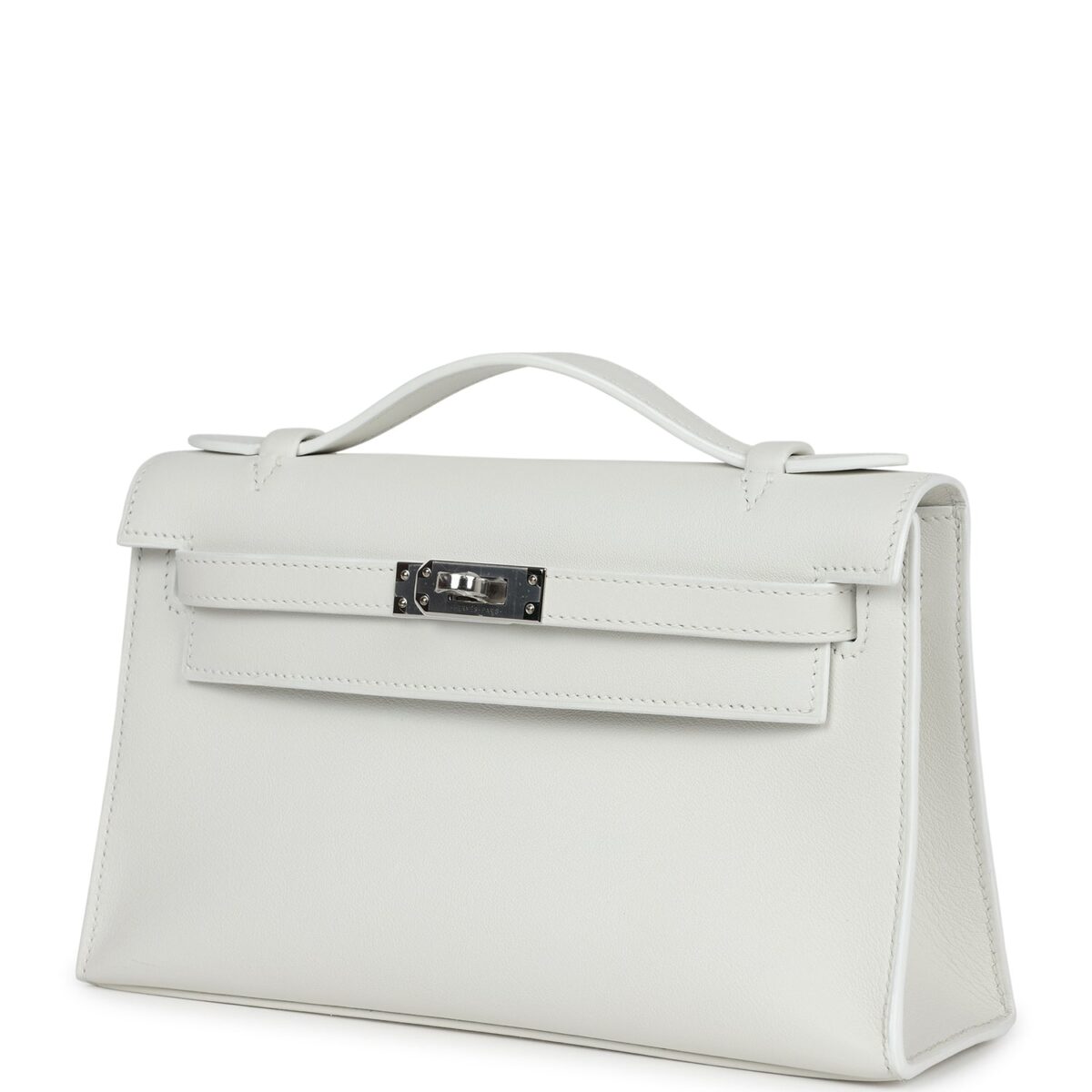 Hermès Kelly Pochette White Swift Palladium Hardware - Image 3