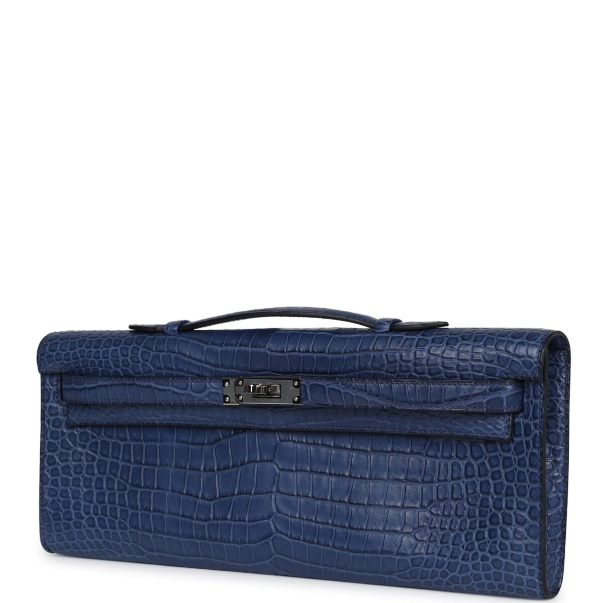 Hermès Kelly Cut Bleu De Malte Matte Porosus Crocodile Palladium Hardware - Image 3