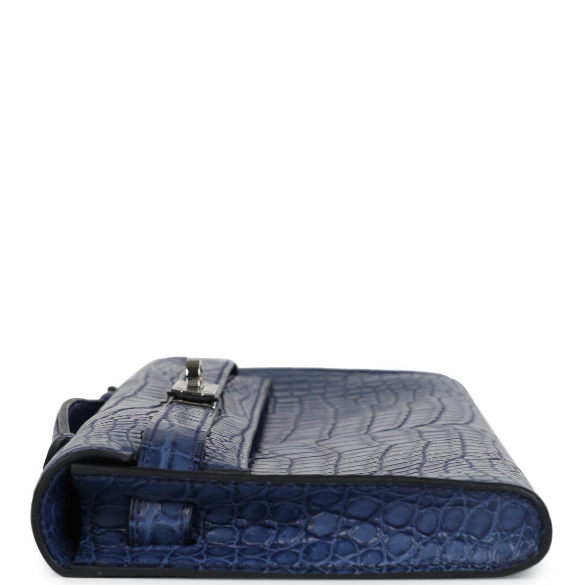 Hermès Kelly Cut Bleu De Malte Matte Porosus Crocodile Palladium Hardware - Image 5