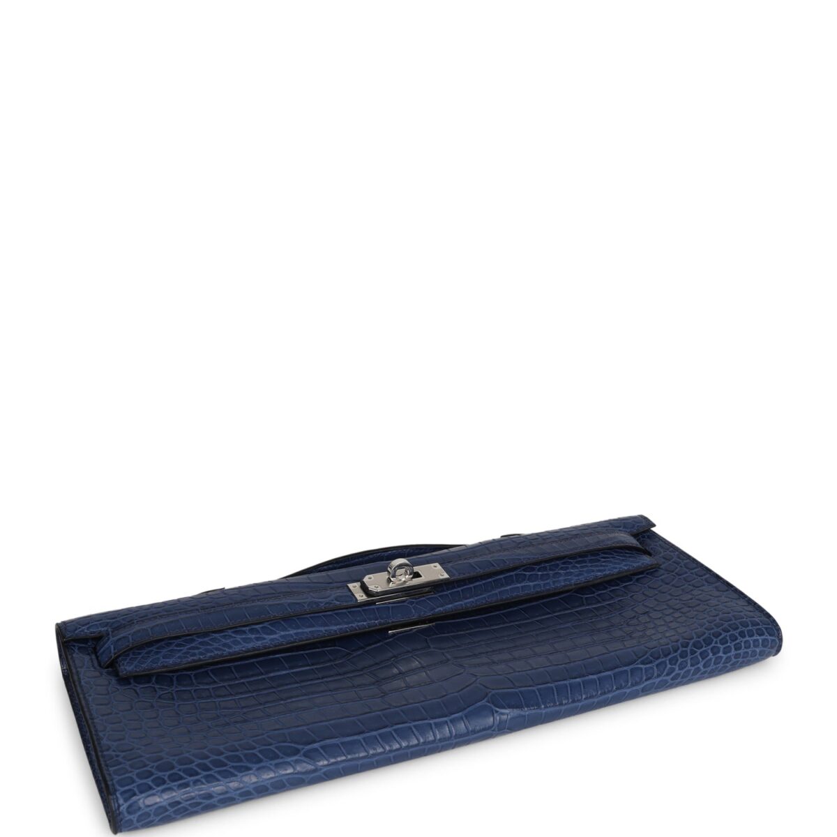 Hermès Kelly Cut Bleu De Malte Matte Porosus Crocodile Palladium Hardware - Image 6