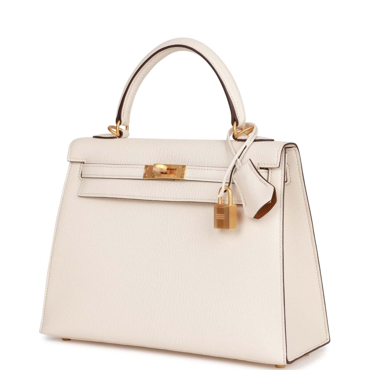 Hermès Special Order (HSS) Kelly Sellier 25 Nata Verso Chevre Brushed Gold Hardware - Image 5