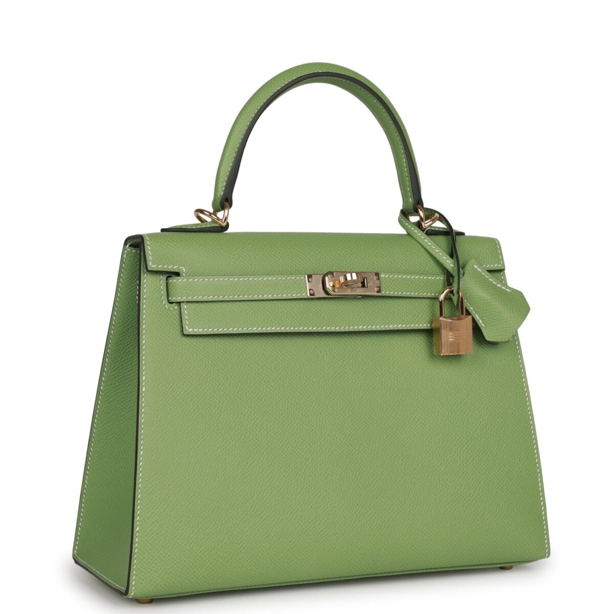 Hermès Special Order (HSS) Kelly Sellier 25 Vert Criquet Epsom Permabrass Hardware - Image 2