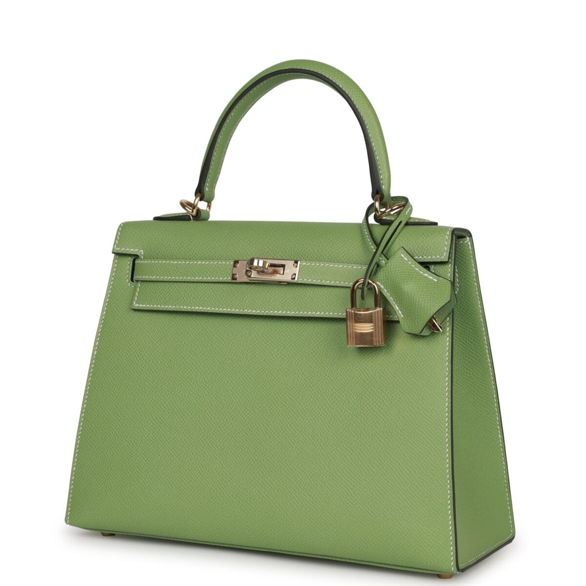 Hermès Special Order (HSS) Kelly Sellier 25 Vert Criquet Epsom Permabrass Hardware - Image 3