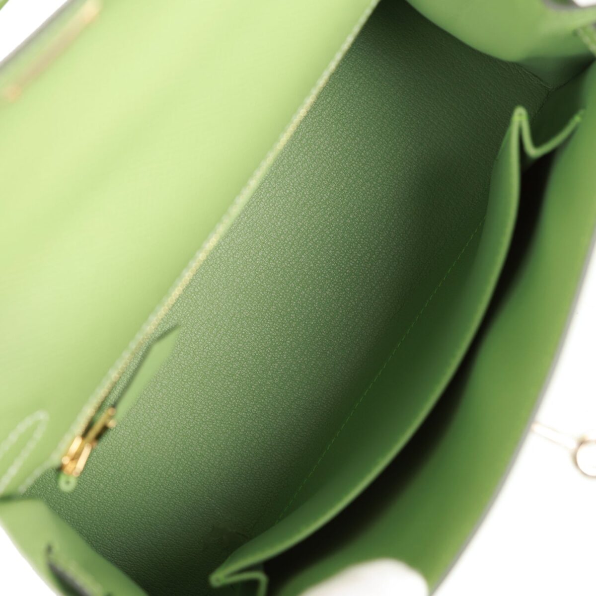 Hermès Special Order (HSS) Kelly Sellier 25 Vert Criquet Epsom Permabrass Hardware - Image 8