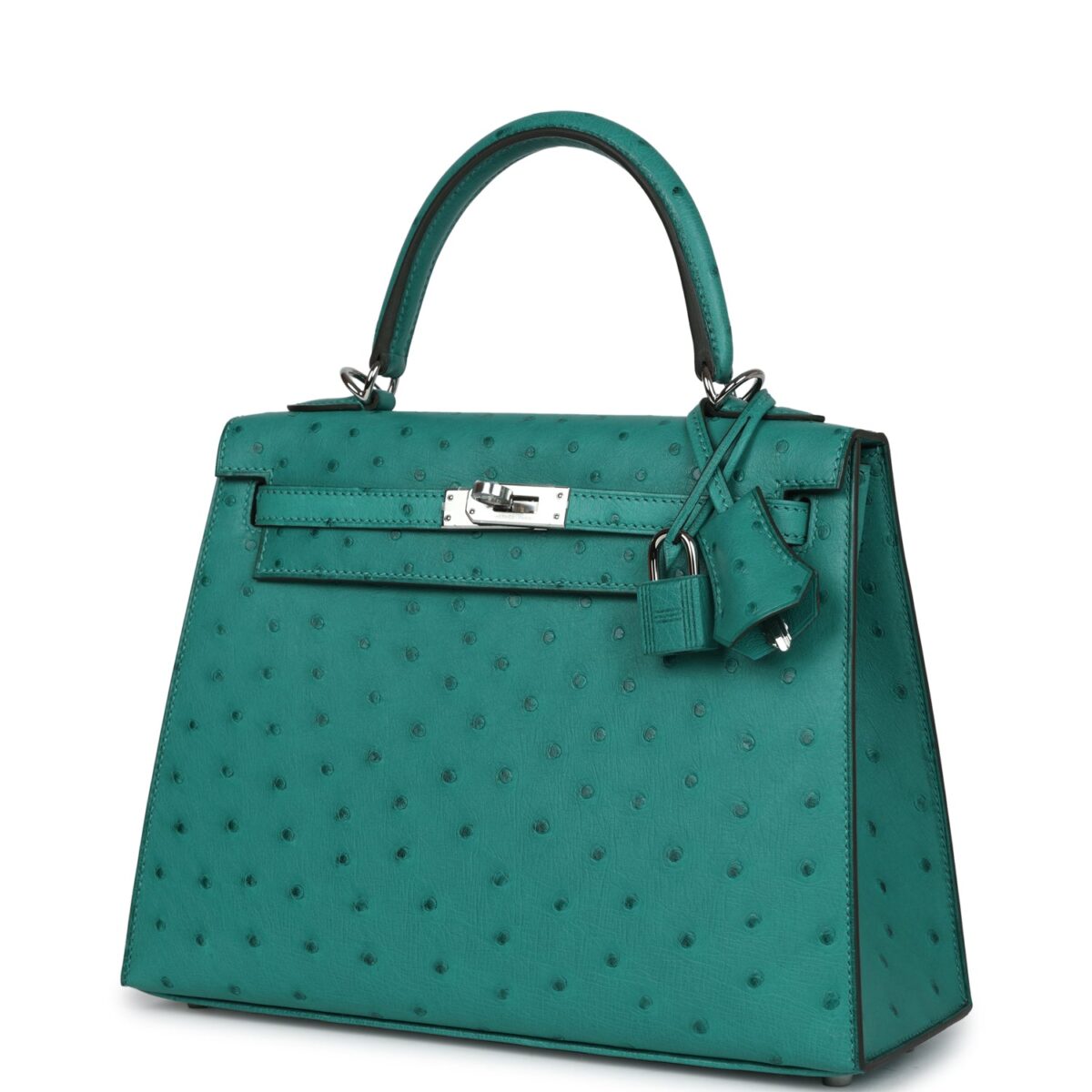 Hermès Kelly Sellier 25 Vert Verone Ostrich Palladium Hardware - Image 3